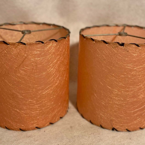 Other - Mid-Century Pink Fiberglass Lamp Shades Pair-10” H